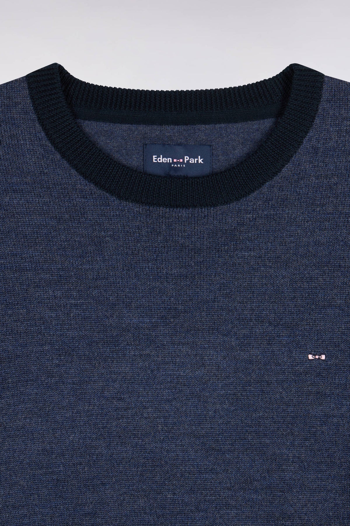 Round-neck sweater in navy merino wool jersey