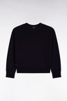 Pull col rond en laine et coton marine coupe oversized
