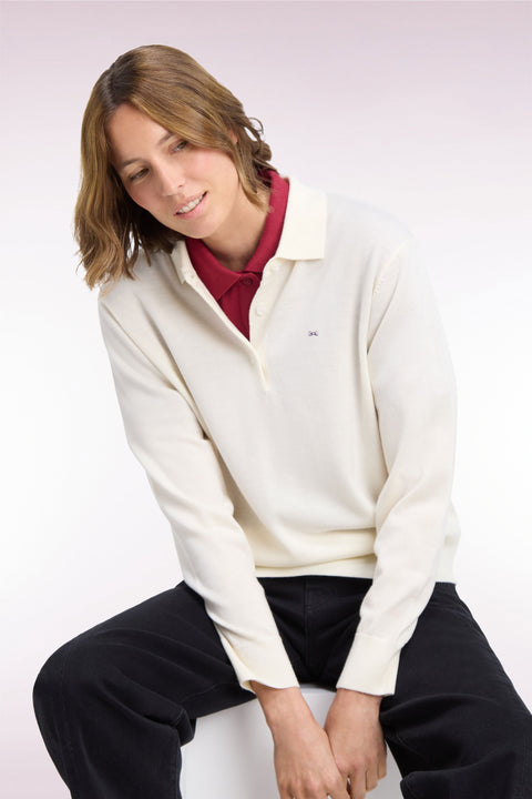 Pull col maillot en laine écru coupe décontractée - Image 1