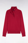 Relaxed fit red wool jersey collar sweater