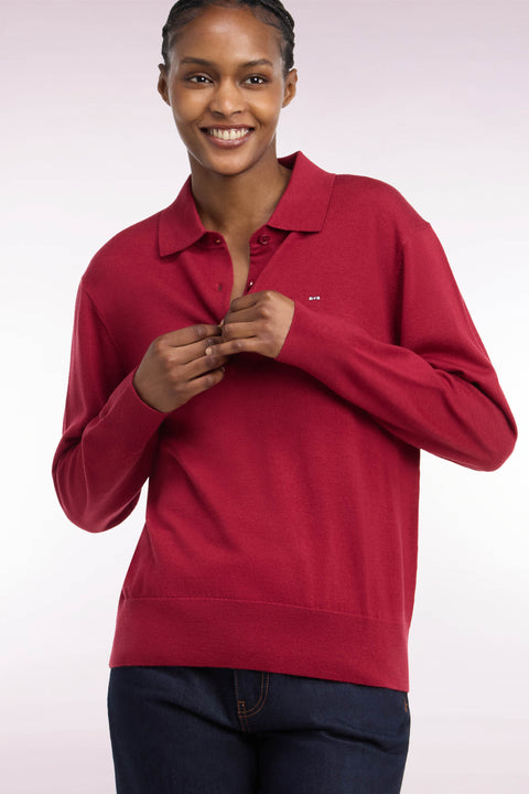Pull col maillot en laine rouge coupe décontractée - Image 1