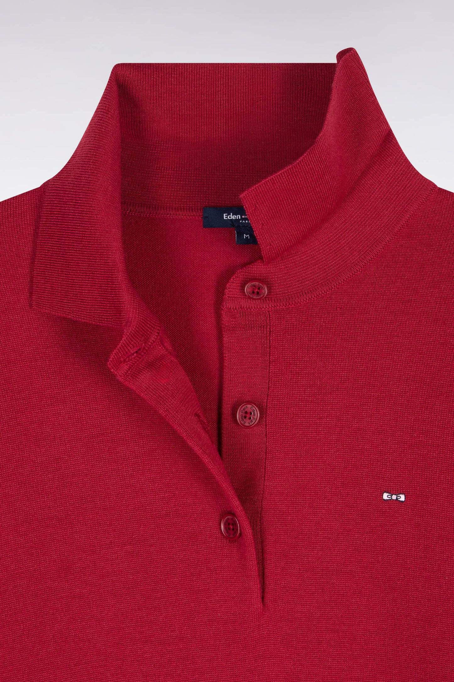 Pull col maillot en laine rouge coupe décontractée