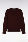 Pull col rond en laine marron coupe droite