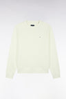 Sweatshirt à col rond en molleton coton écru coupe droite