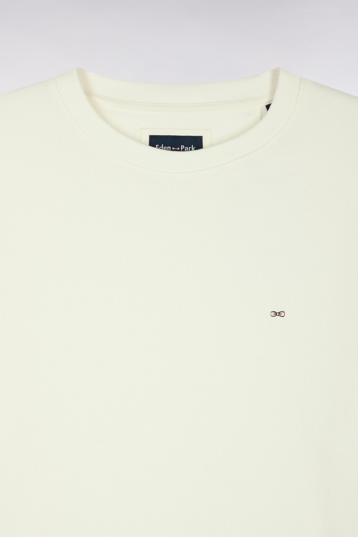 Sweatshirt à col rond en molleton coton écru coupe droite