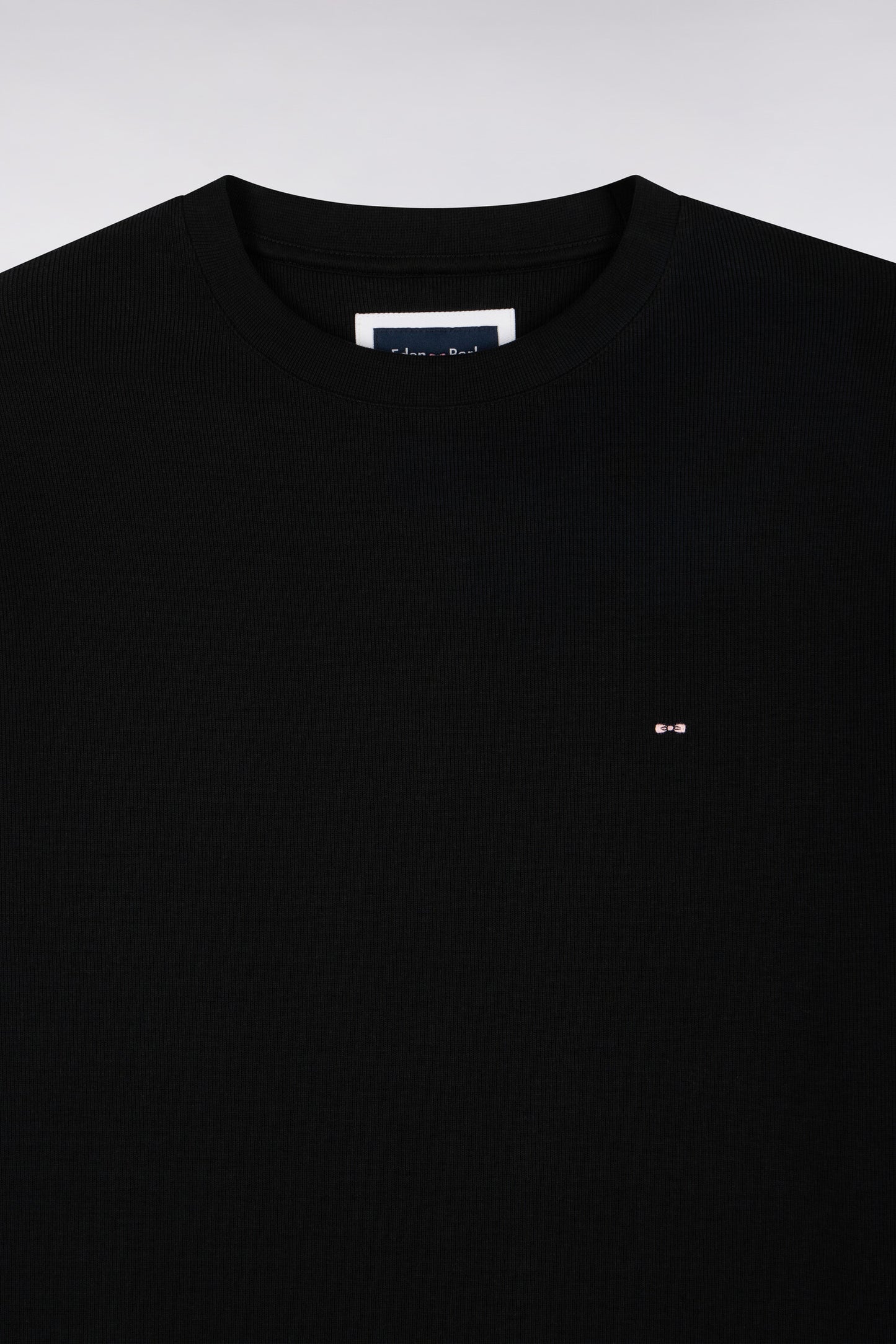 Sweatshirt à col rond en molleton coton noir coupe droite