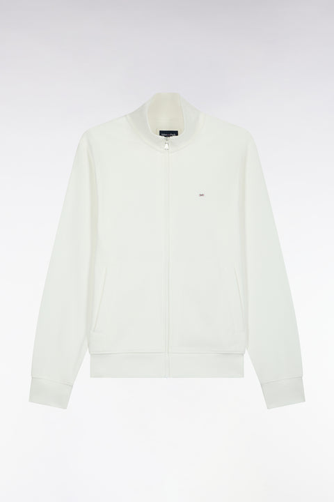 Sweatshirt zippé en molleton coton écru coupe droite - Image 2