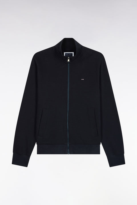 Sweatshirt zippé en molleton coton marine coupe droite - Image 2