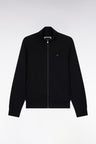 Sweatshirt zippé en molleton coton noir coupe droite
