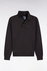 Sweatshirt col polo en coton marron coupe droite