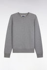 Sweatshirt col rond en molleton coton gris coupe droite