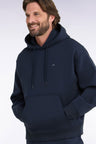 Unisex loose fit navy interlock hooded sweatshirt