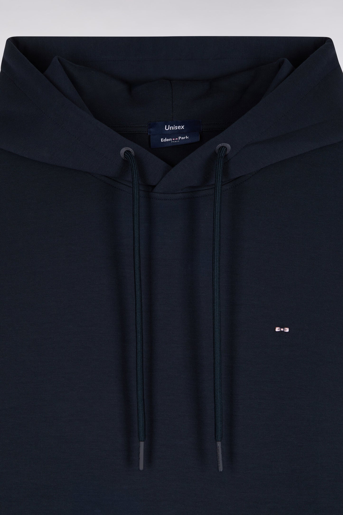 Sweatshirt à capuche unisexe en interlock marine coupe loose