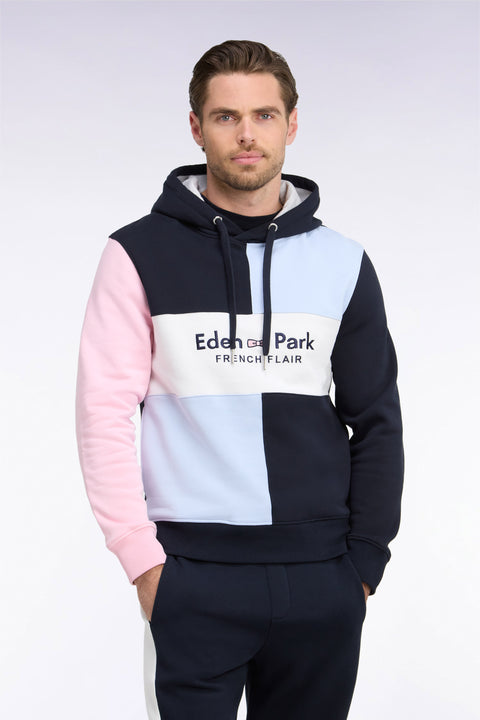 Sweatshirt à capuche en coton marine brodé coupe droite - Image 3