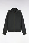 Straight cut khaki cotton polo neck zipped sweatshirt