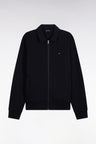 Straight cut black cotton polo neck zipped sweatshirt