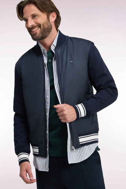 Sweatshirt zippé façon teddy marine coupe droite - Image 1