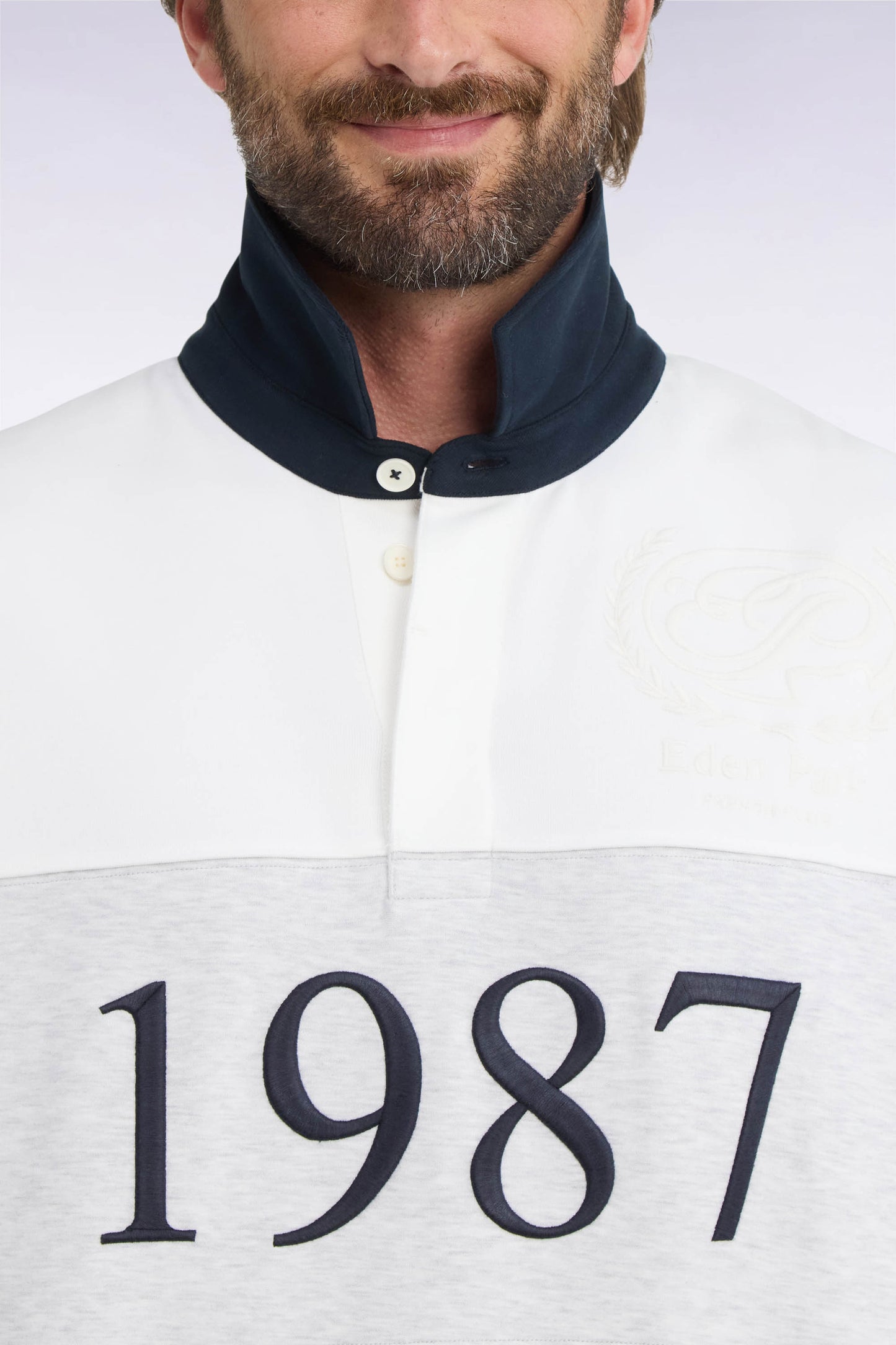 Sweatshirt unisexe en interlock écru chiné coupe loose