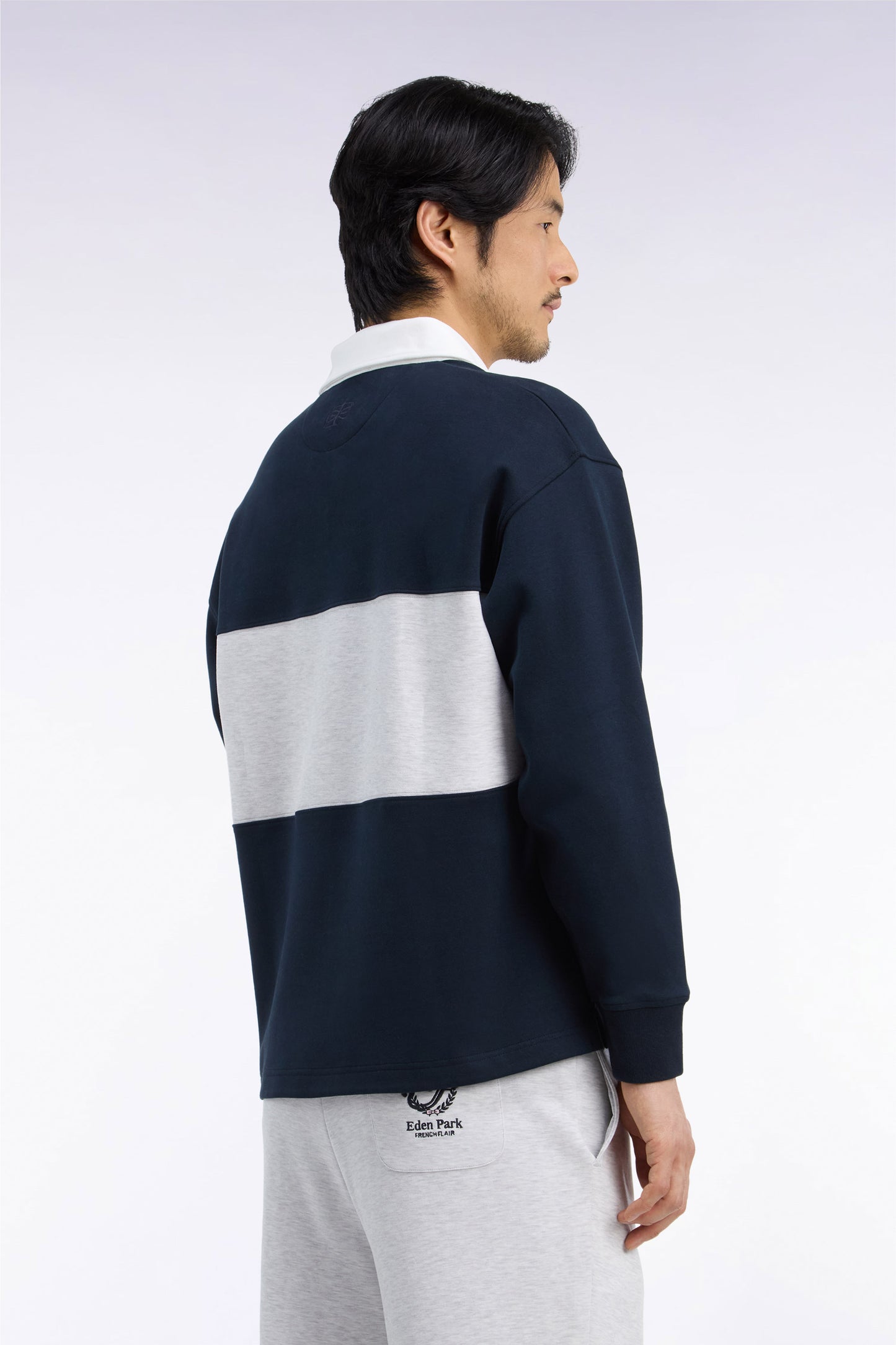 Sweatshirt unisexe en interlock marine chiné coupe loose
