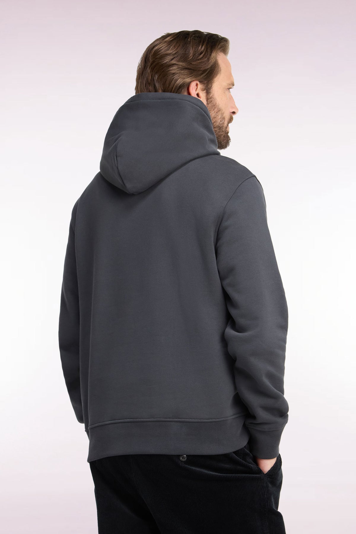 Sweatshirt à capuche en molleton coton kaki broderie héritage coupe droite