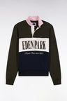 Khaki straight cut polo collar zipped sweatshirt