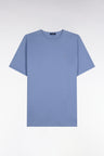 T-shirt manches courtes col rond en coton bleu coupe droite