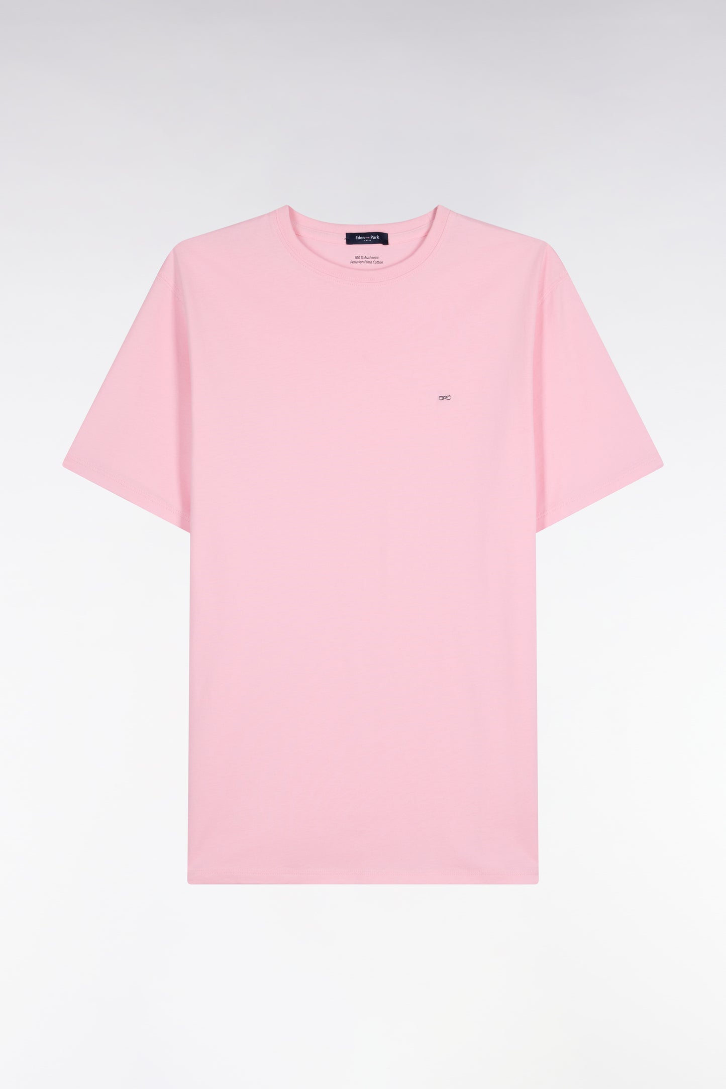 T-shirt manches courtes col rond en coton rose coupe droite