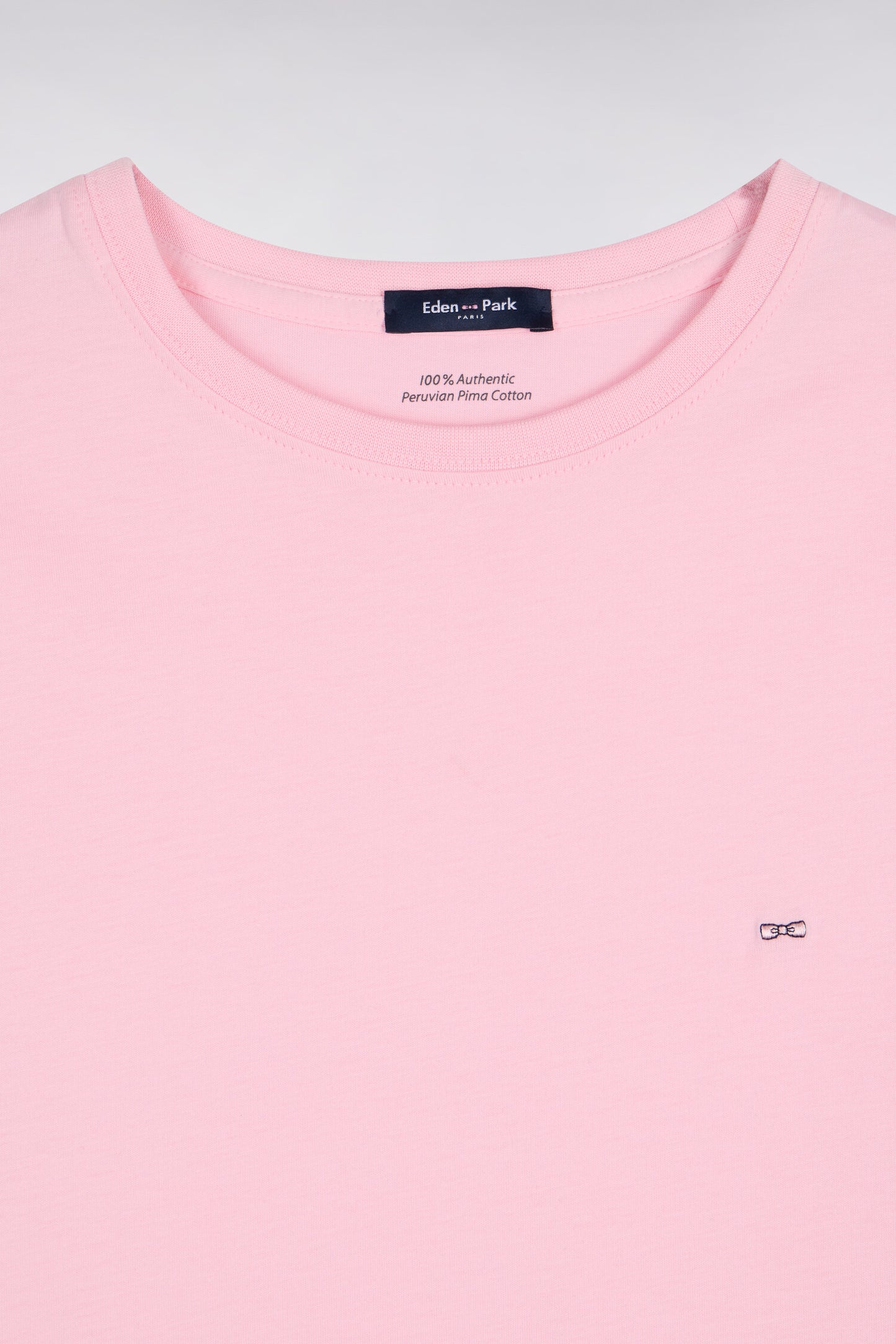 T-shirt manches courtes col rond en coton rose coupe droite