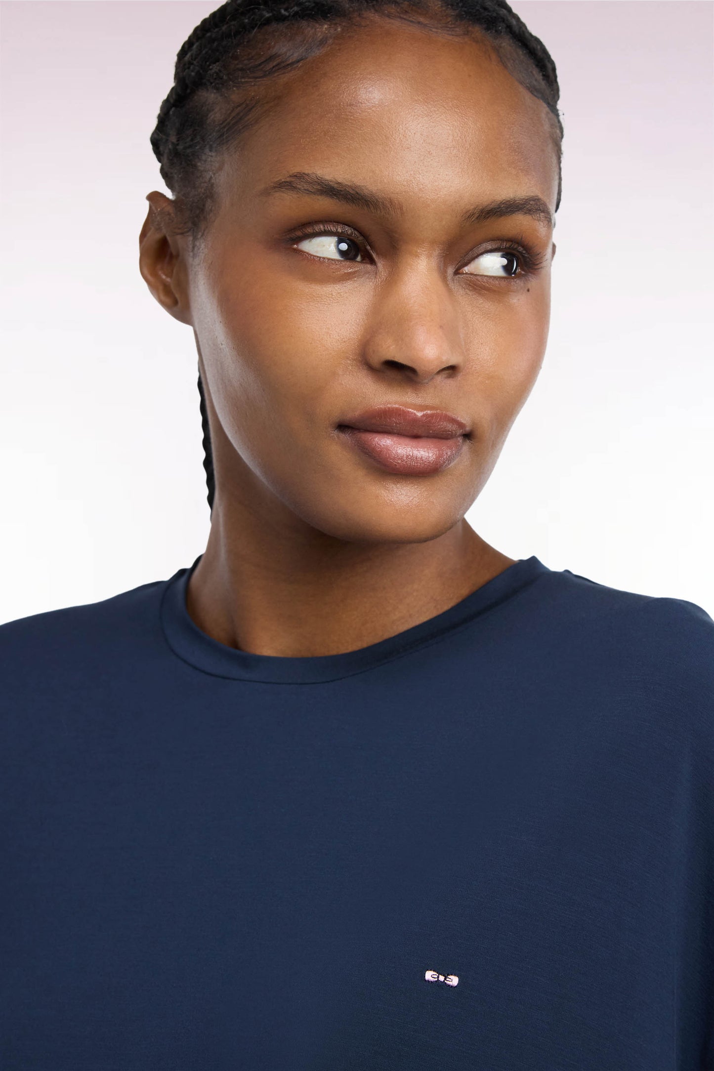 T-shirt manches courtes en modal stretch marine coupe ample