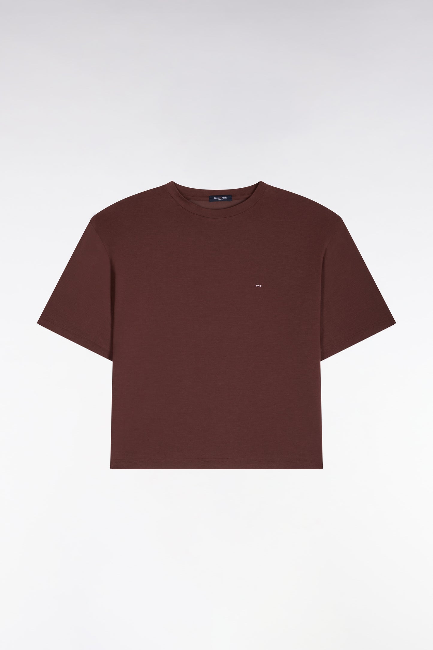 T-shirt manches courtes en modal stretch marron coupe ample