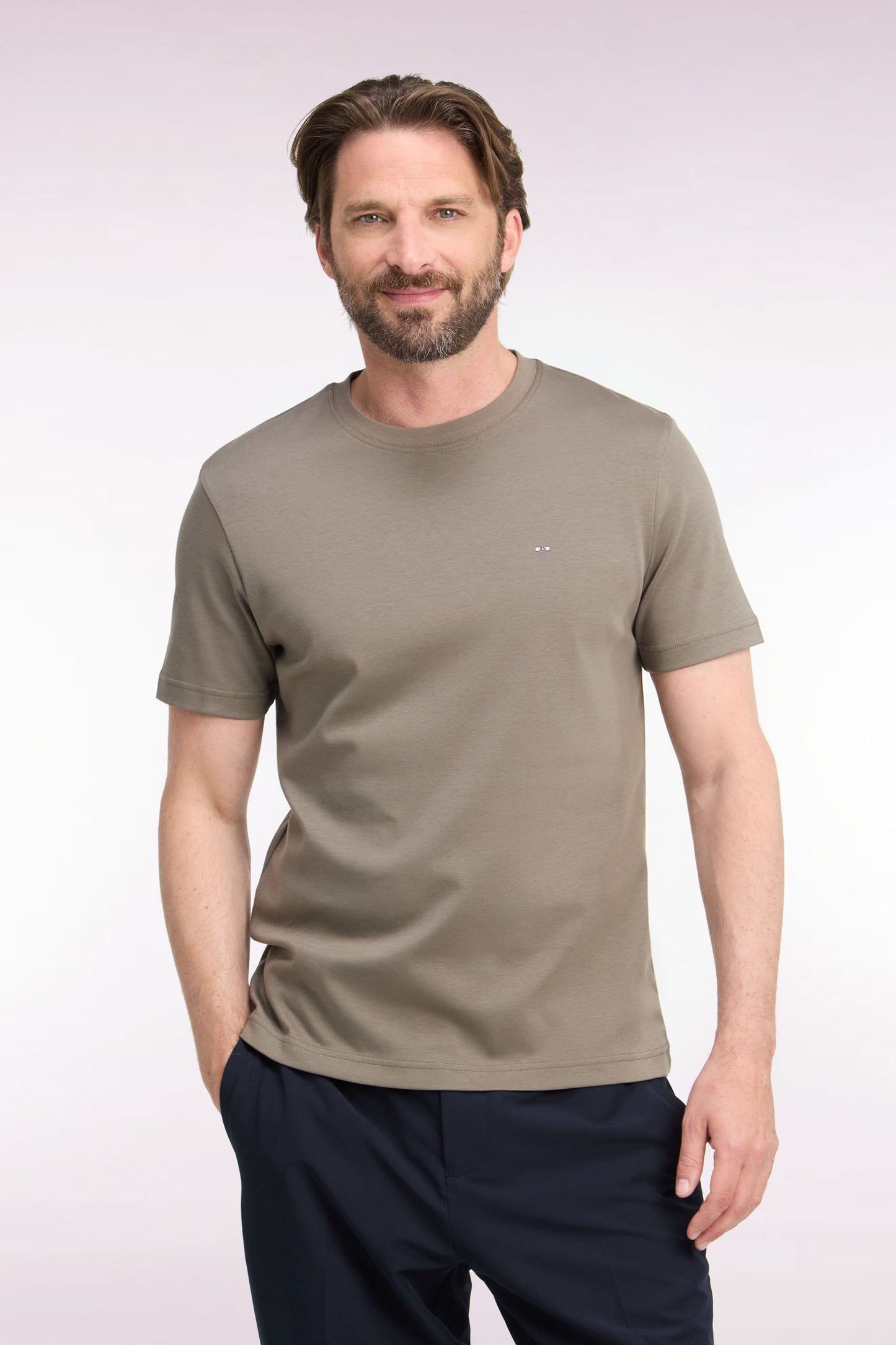 T-shirt manches courtes en coton beige coupe droite