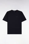 Short-sleeved straight-cut navy cotton T-shirt