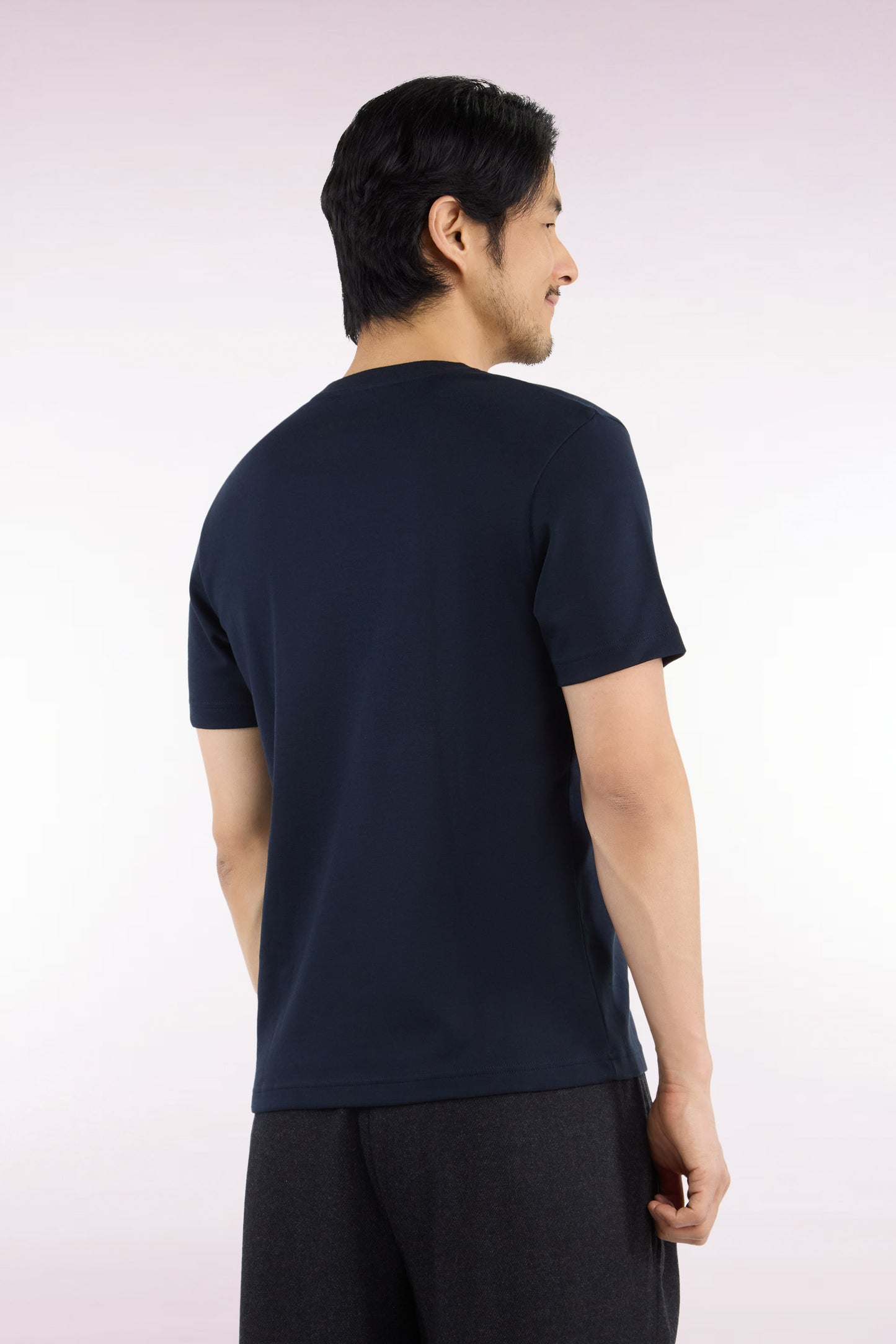 T-shirt manches courtes en coton marine coupe droite