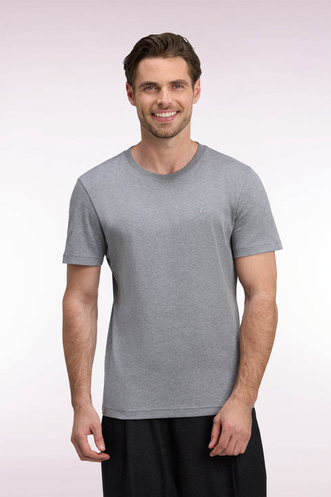 T-shirt manches courtes en coton gris coupe droite - Image 3