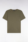 Short-sleeved straight-cut olive green cotton T-shirt