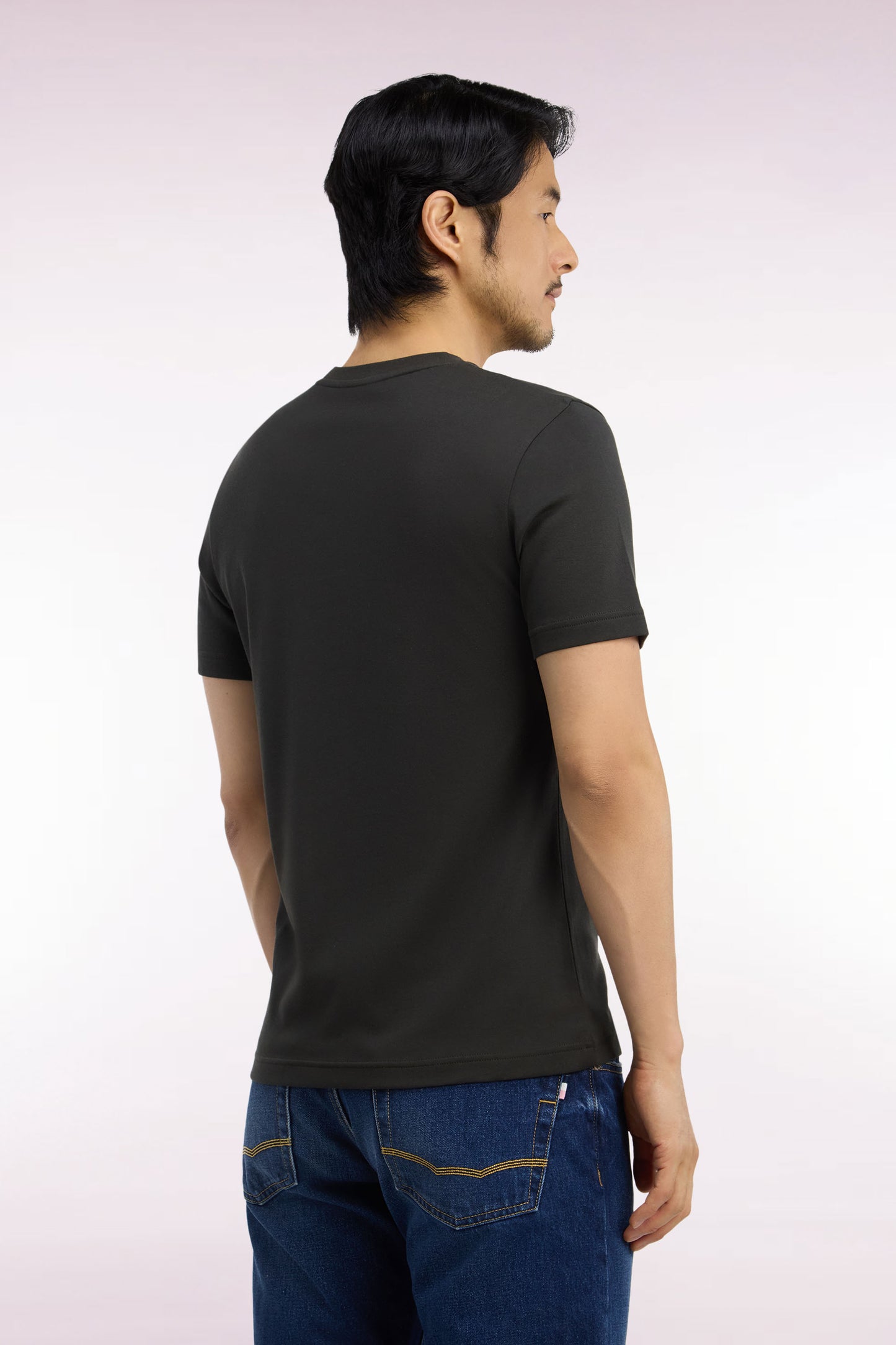 T-shirt manches courtes en coton kaki coupe droite