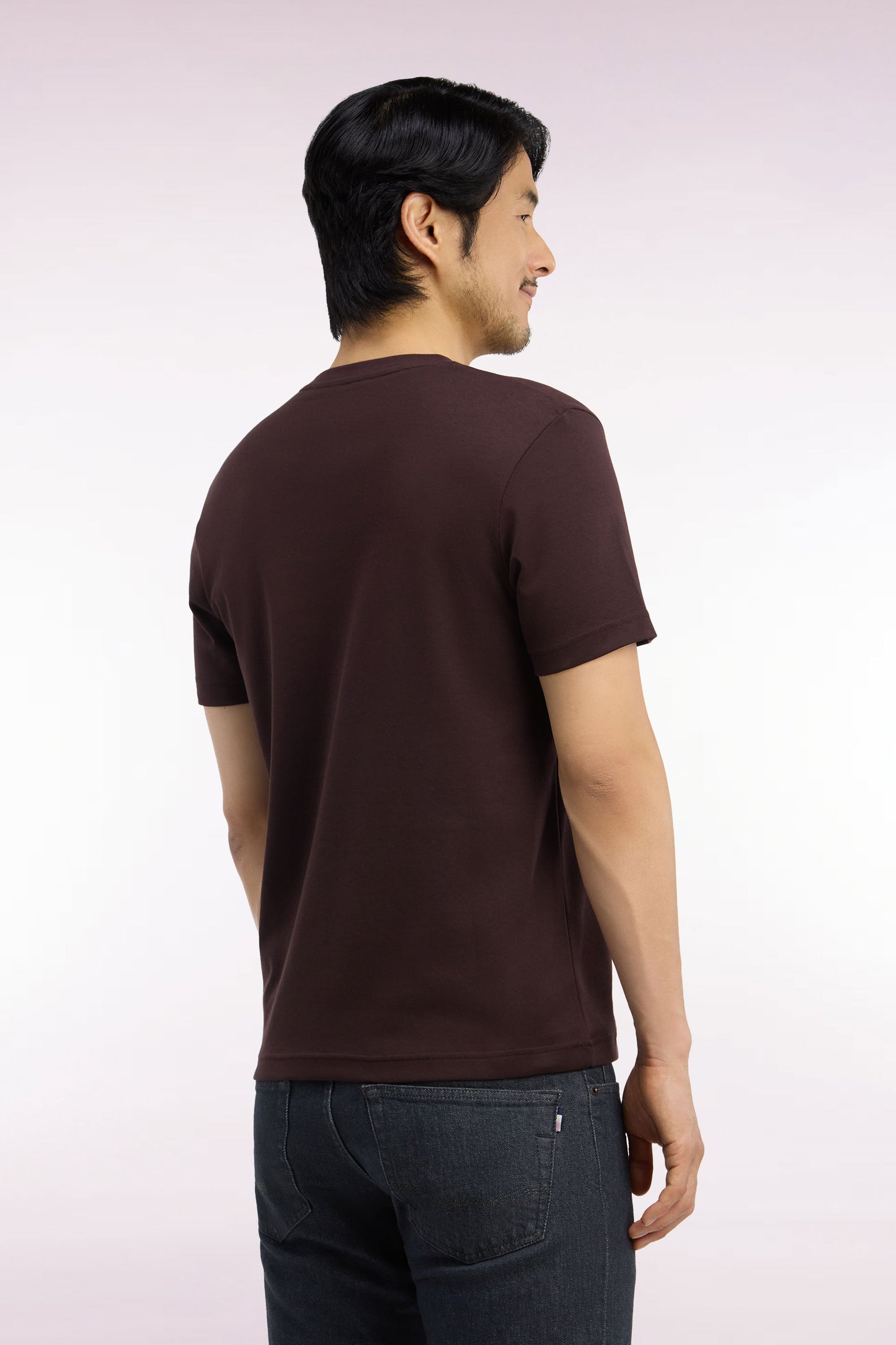 T-shirt manches courtes en coton marron coupe droite