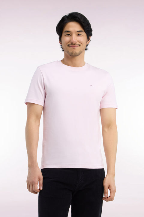 T-shirt manches courtes en coton rose coupe droite - Image 3