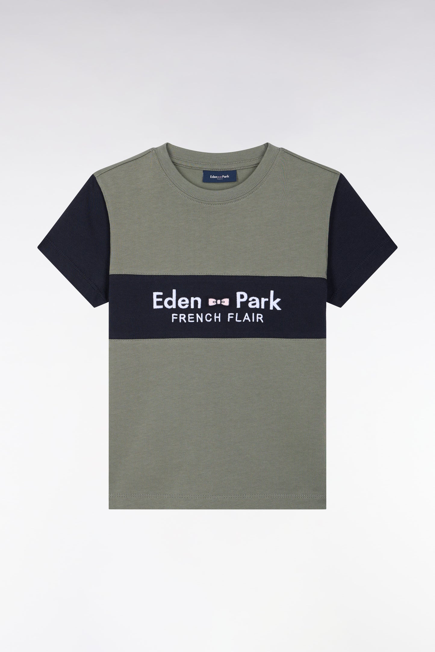 T-shirt manches courtes en coton kaki coupe droite