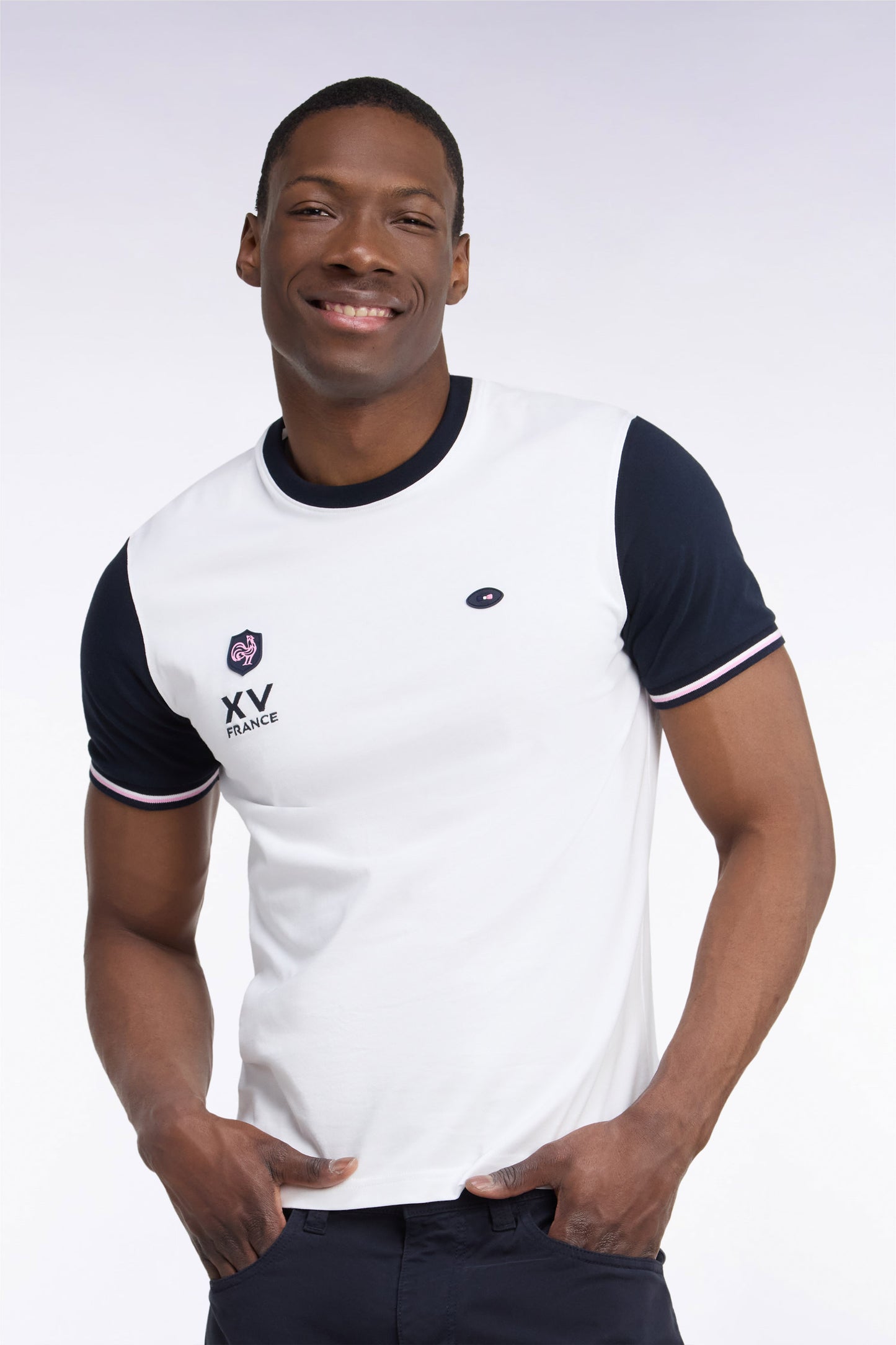 T-shirt manches courtes blanc XV de France coupe droite
