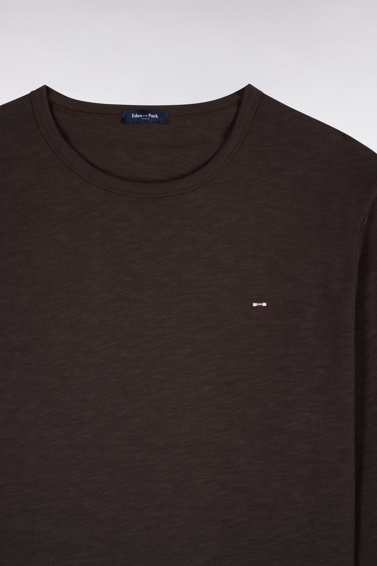T-shirt manches longues en coton marron coupe ajustée