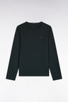 T-shirt manches longues en coton vert foncé coupe ajustée