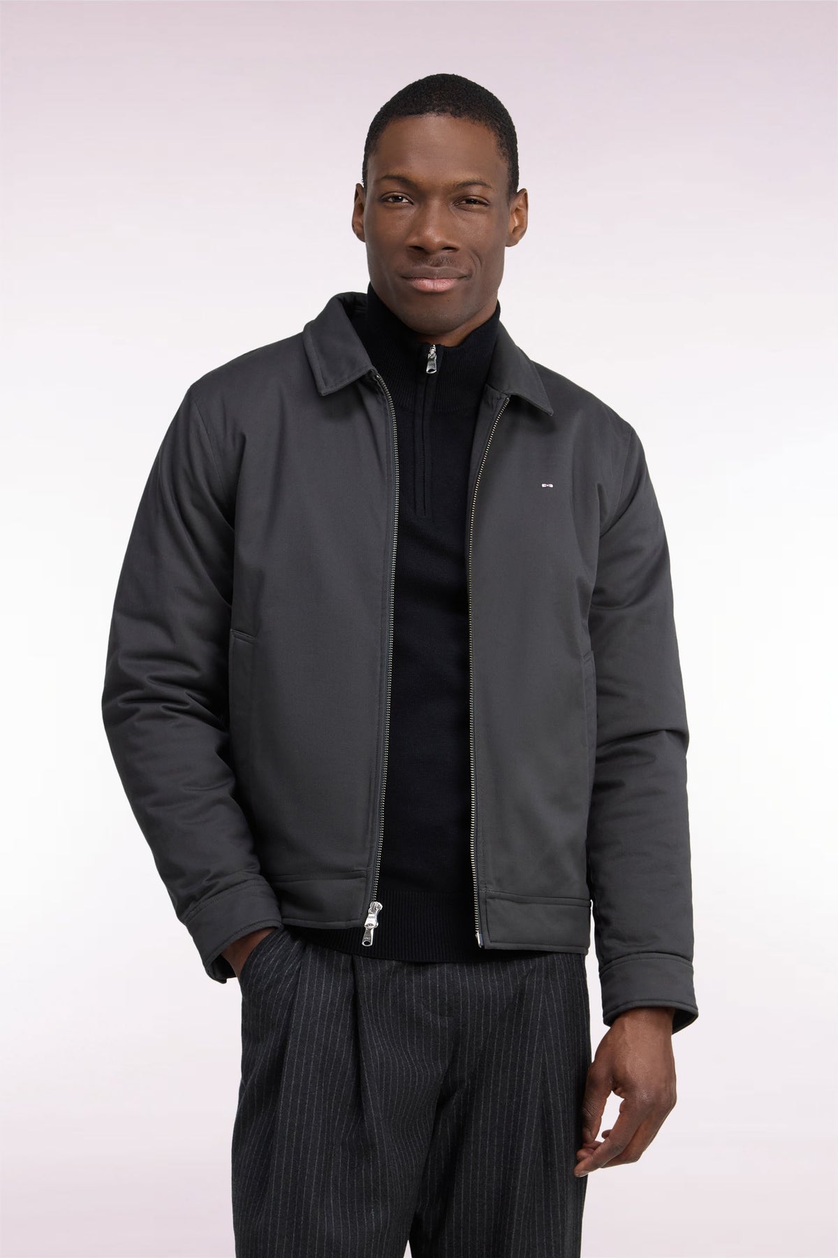 Blouson en coton stretch kaki coupe droite