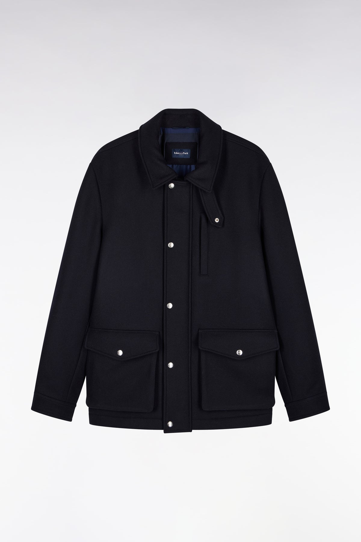 Parka courte en flanelle marine coupe droite