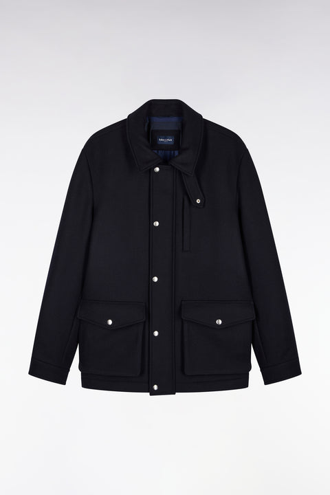 Parka courte en flanelle marine coupe droite - Image 2