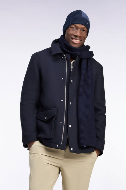Parka courte en flanelle marine coupe droite - Image 1