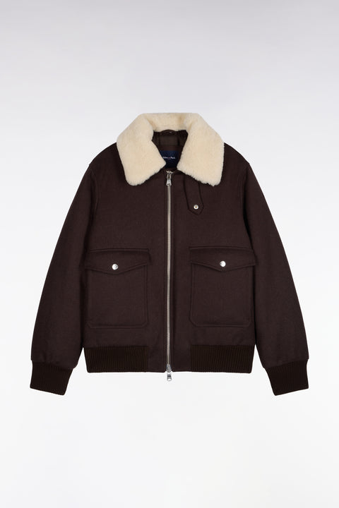 Blouson en maille marron à col shearling - Image 2