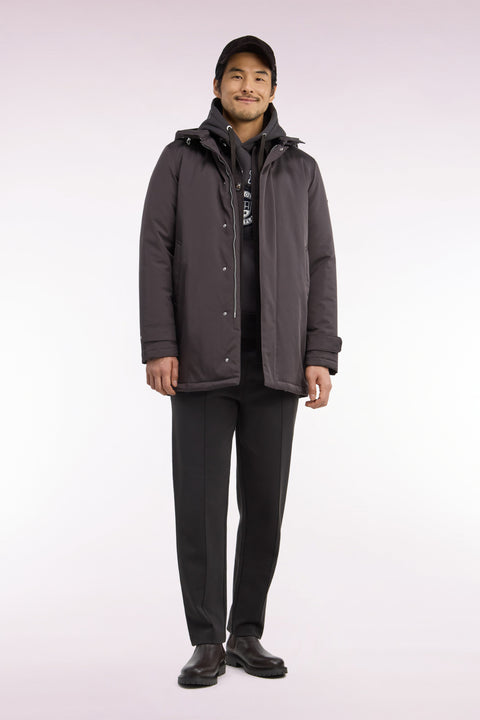Imperméable en nylon marron à capuche amovible - Image 3