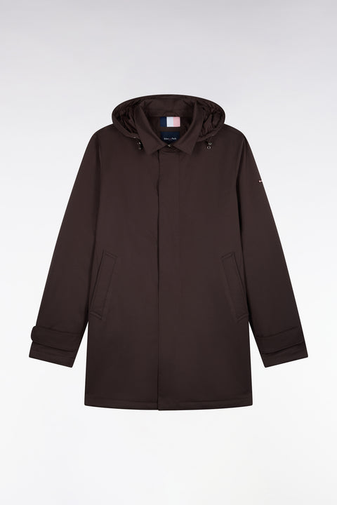 Imperméable en nylon marron à capuche amovible - Image 2