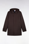 Brown nylon raincoat with removable hood